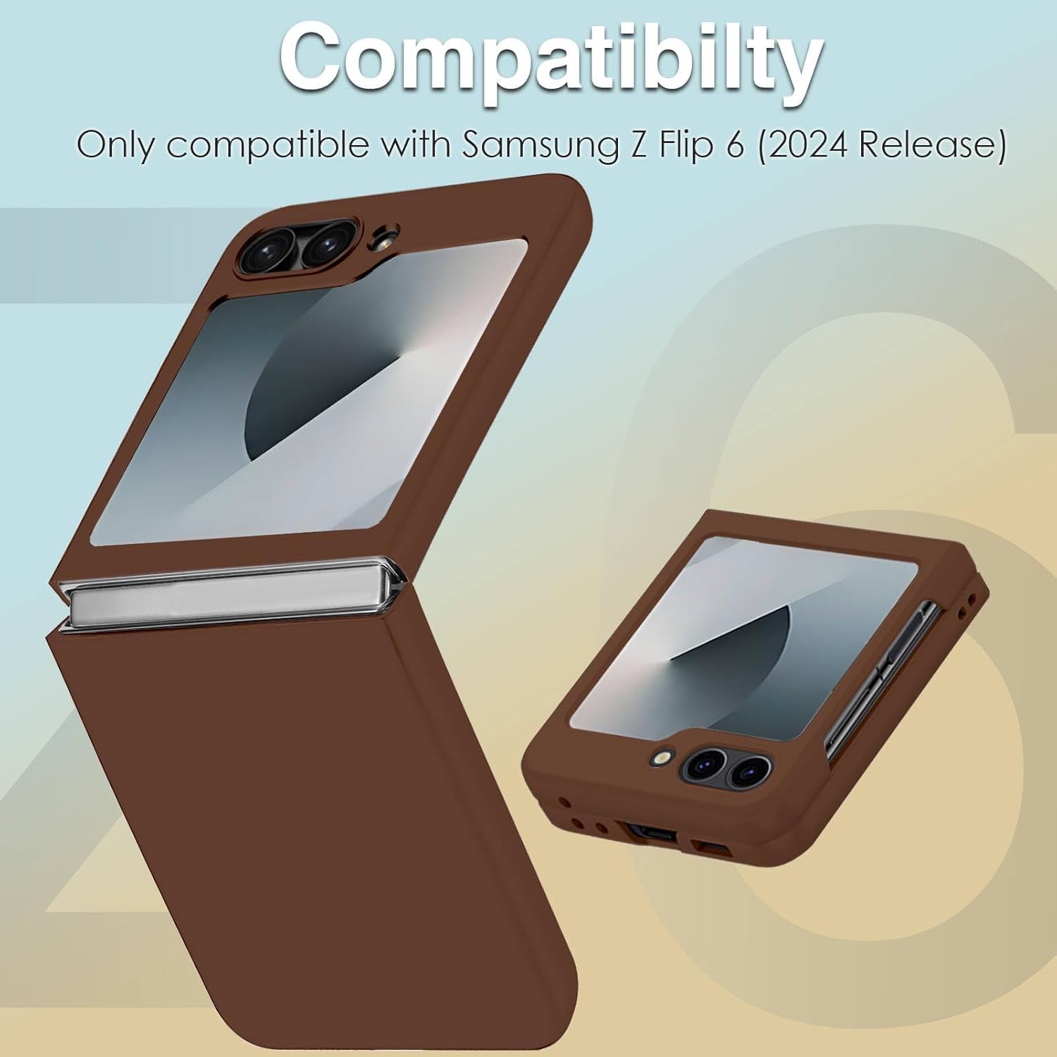 HIGAR Back Cover for Samsung Galaxy Z Flip 6 5G Artificial Leather Ultra-Thin, Shockproof, Hard Polycarbonate Flip Case. (Brown)