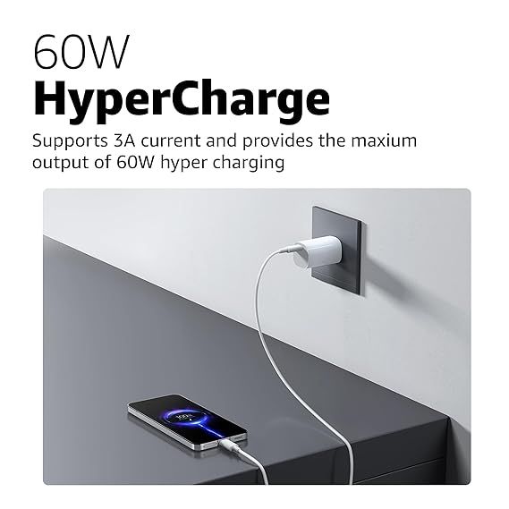 Xiaomi Mi Original HyperCharge 60W Type C to Type C Cable for Smartphones, Tablets, Laptops, Macbook & other Type C devices, 480Mbps Data Sync (White) Visit the Xiaomi Store