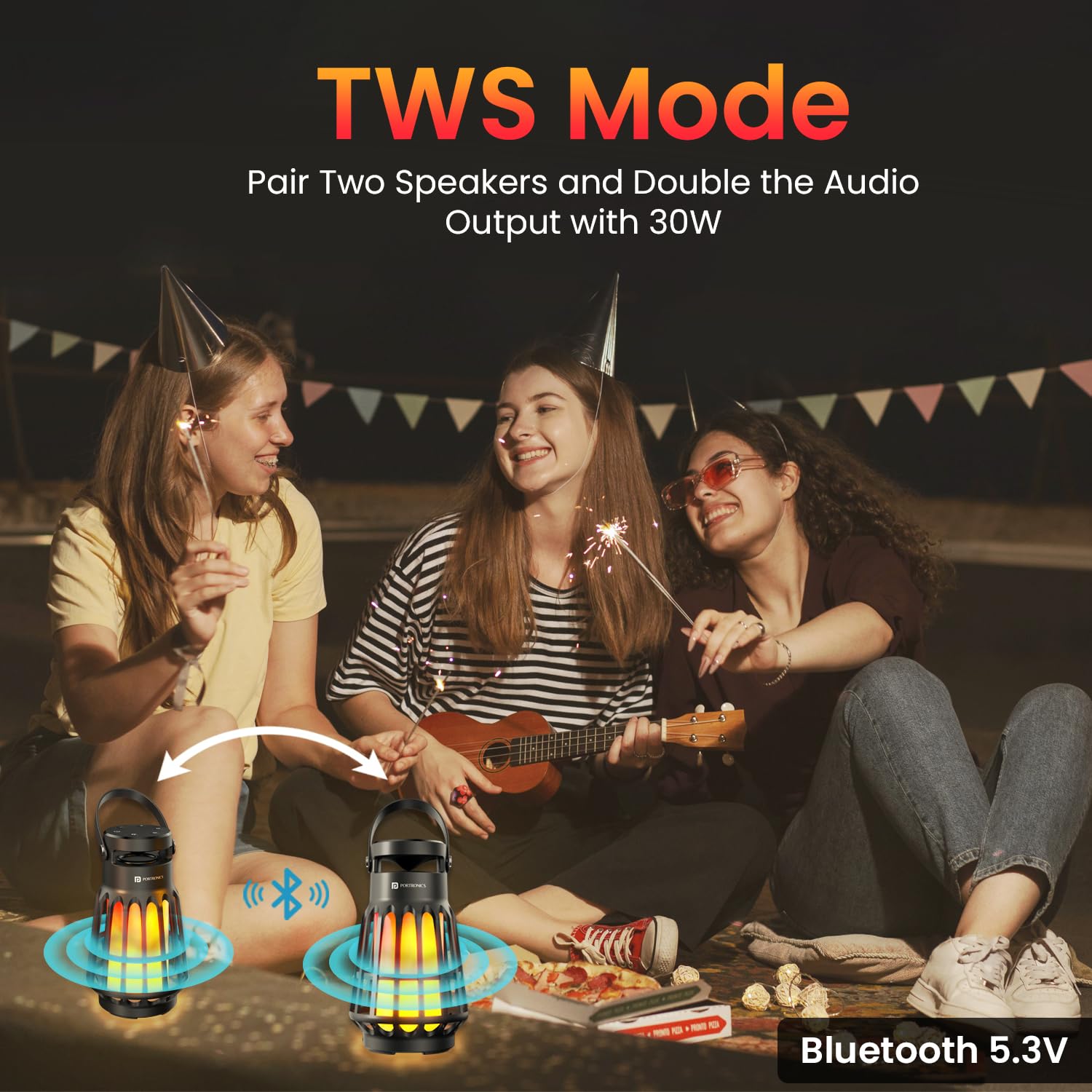 Portronics Dash 6 15W Bluetooth Speaker with in-Built White Noise Machine,Fire Flame LED Night Lamp,TWS Mode, BT5.3v,6 Hours Playback, Lantern for Camping...