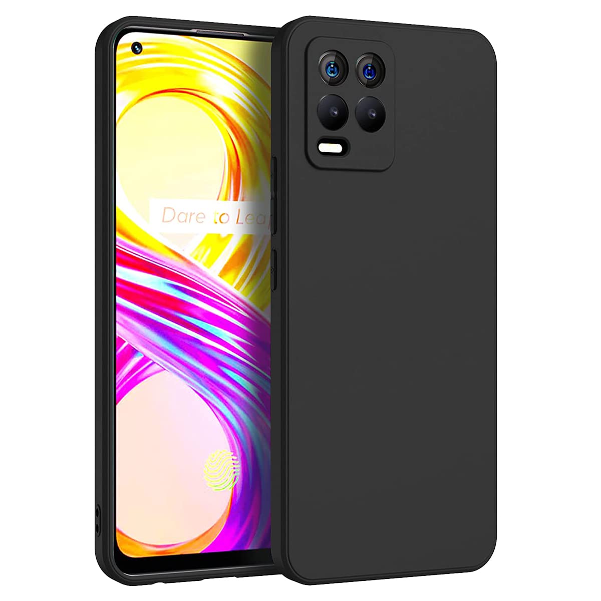 LIRAMARK Silicone Soft Back Cover Case for Realme 8 4G/Realme 8 Pro (Silicone Black)