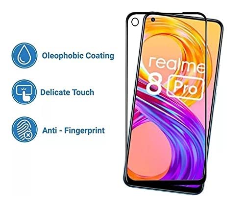 JGD PRODUCTS Black HD Tempered Glass for Realme 8, Realme 8S, Realme 8 Pro 5G - Full edge to edge Coverage