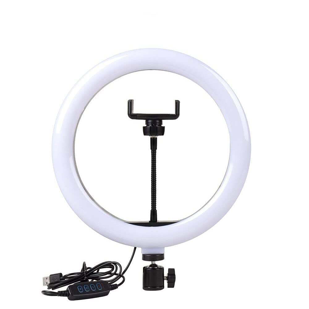 HUMBLE LED 10 Inch Ring Light with Monopod 3 Level Brightness Dimmable Lighting for Vlogging, YouTube Video, Photo Shoot Live Streaming & Makeup Compatible with All Smart Phones & Cameras