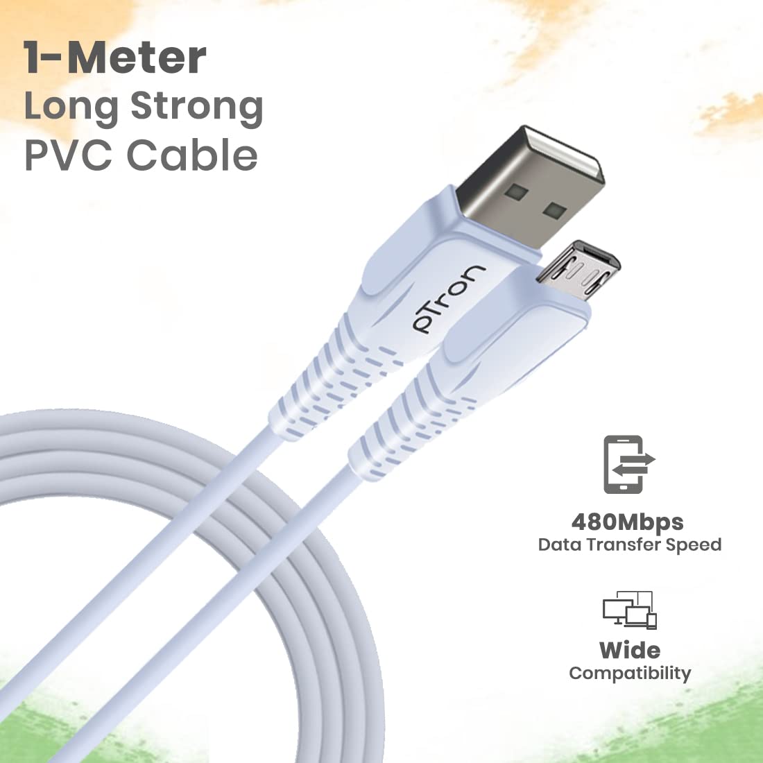 pTron USB-A to Micro USB 2.4A Fast Charging Cable compatible with Android Phones/Tablets, 480mbps Data Transfer Speed, Made in India, Solero M241...